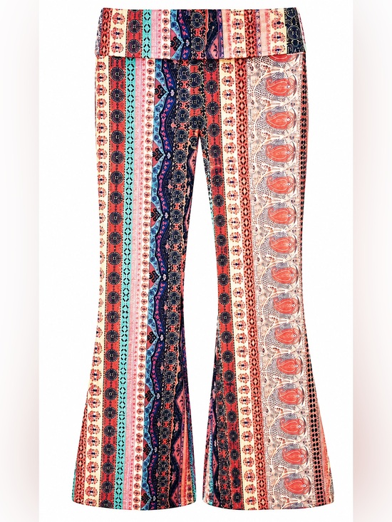 We The Free Pants - Boho Floral Pants Women's small Striped Cotton Flare Bell Bottom